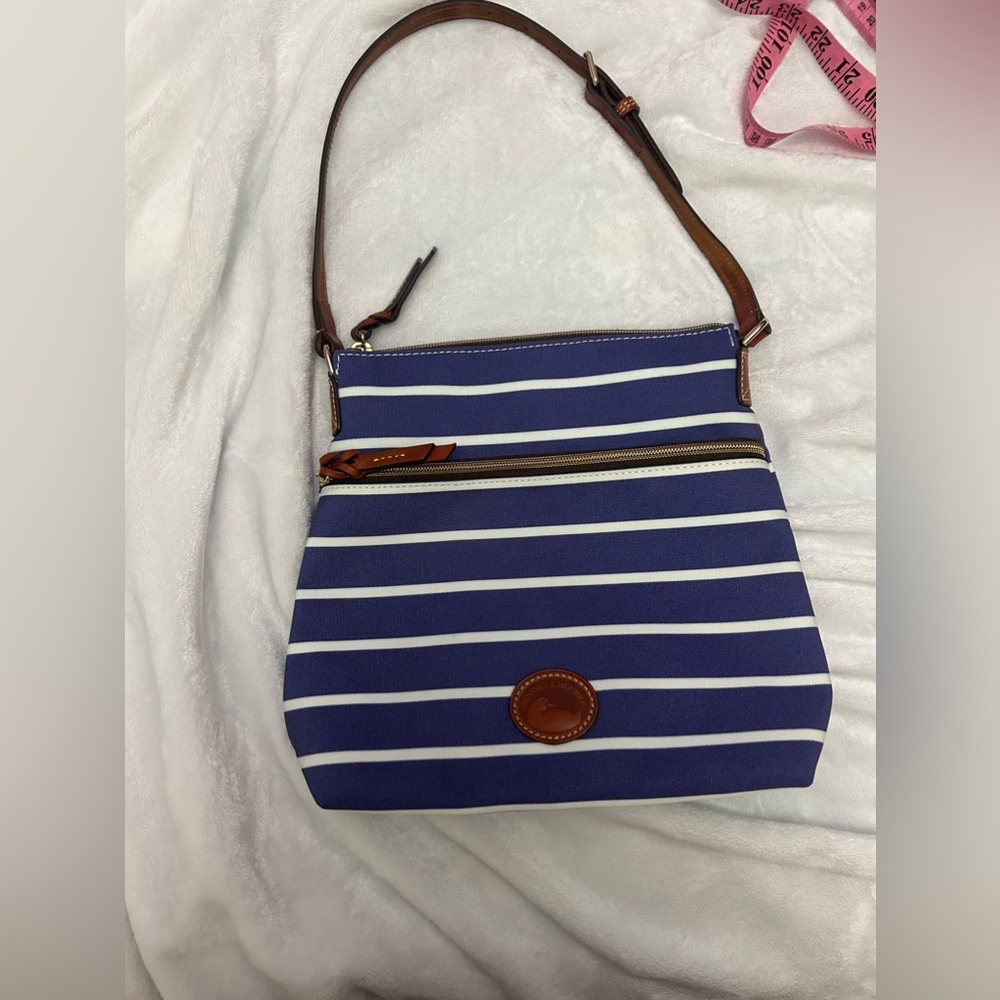 Dooney & Bourke Blue & White Striped shoulder purse